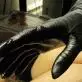 cum on black leather glove