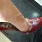 Cumshot on red high heels